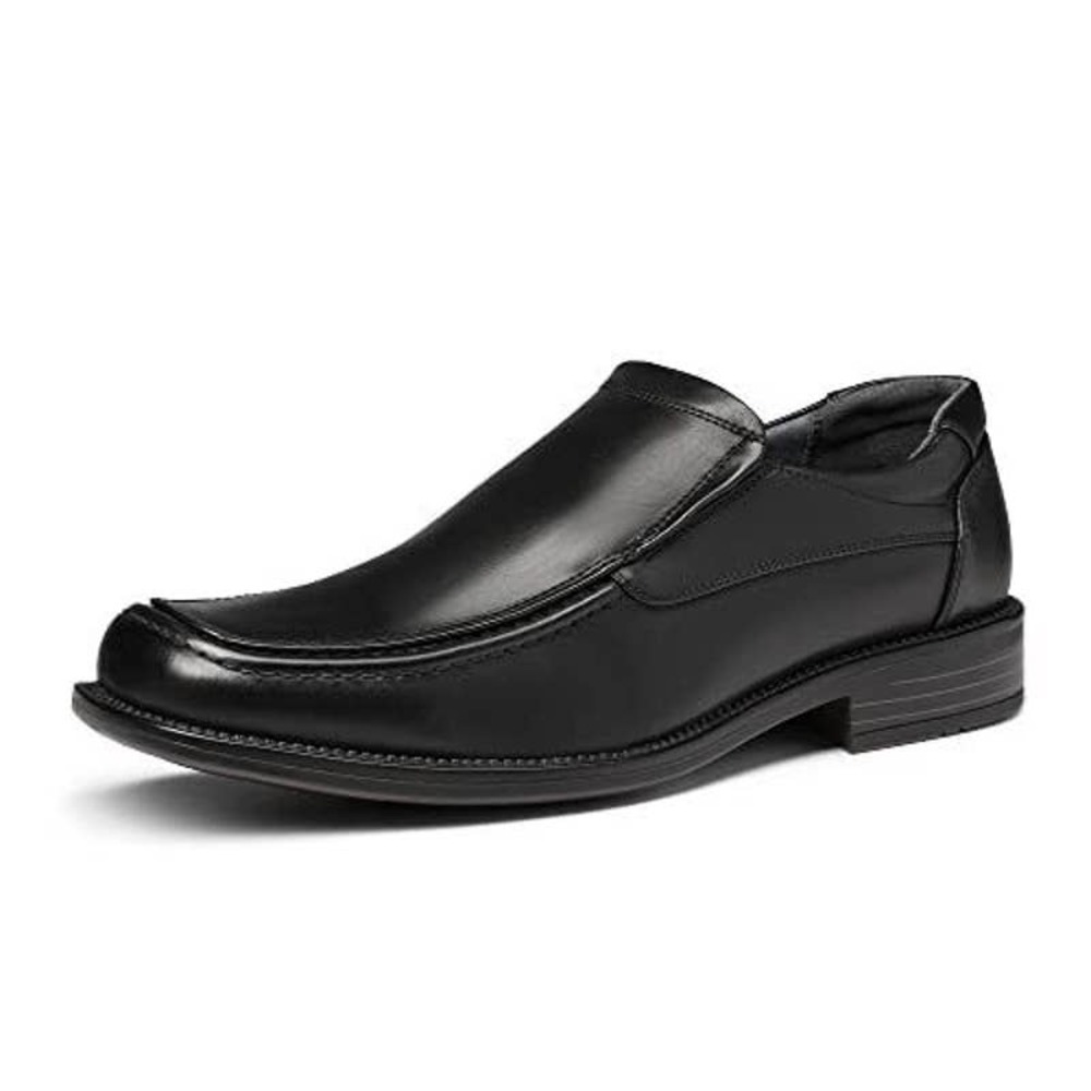 Bruno Marc Goldman-02 Black Slip on Leather Lined Square Toe Dress Loafers Shoes
